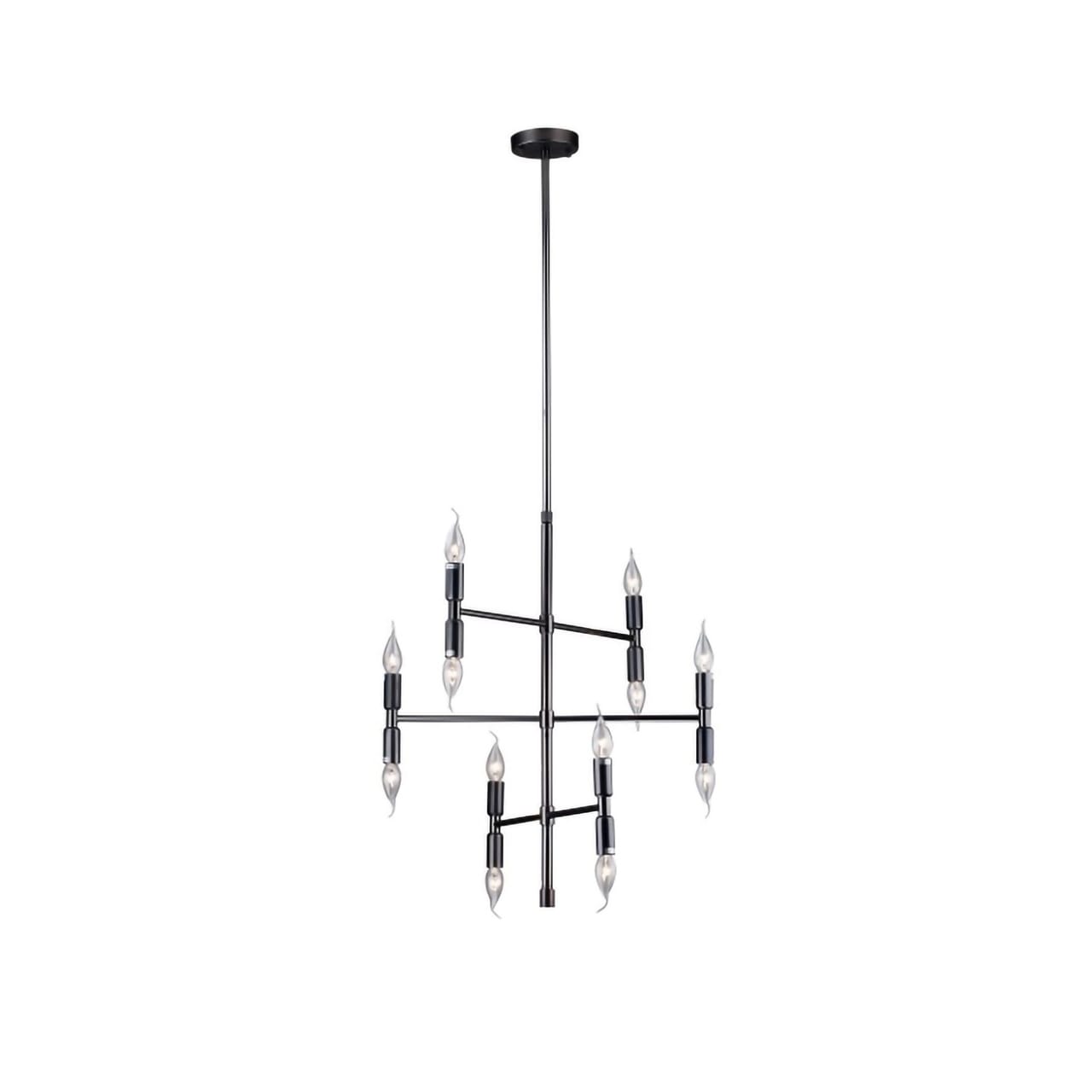 6 Light Black Metal Candle Light Pipe Chandelier