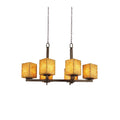6 Light Bronze Chandelier With Amber Glass Shades