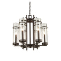 6 Light Brown Chandelier With Clear Glass Shades