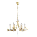 6 Light Candle Style Chandelier In Gold Finish And Clear Crystals