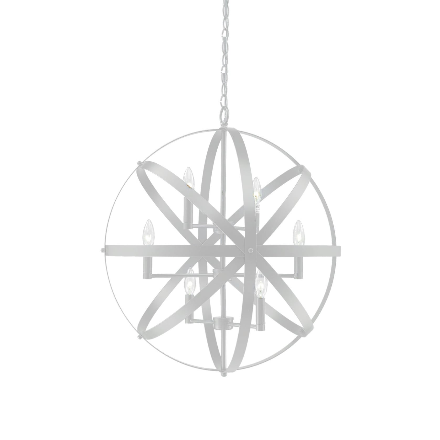 6 Light Chrome Iron Cage Chandelier