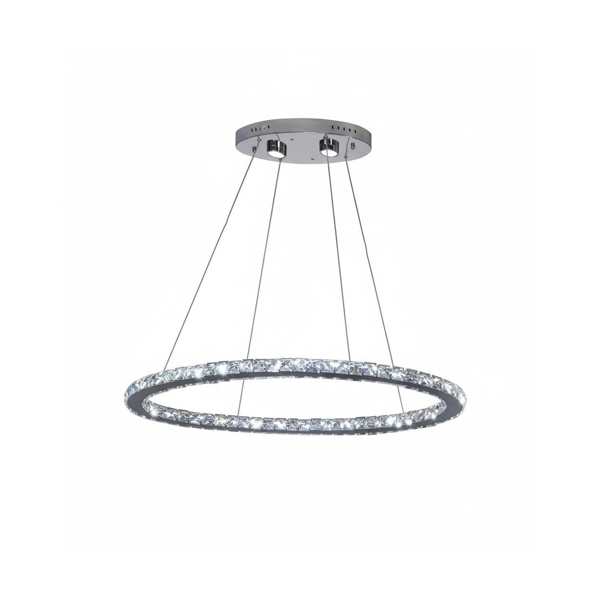 6 Light Chrome Led Chandelier With Clear Crystal Accents