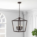 6 Light Dark Bronze Pendant Light Modern Metal Chandelier With Chain