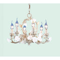 6 Light Gold Chandelier With White And Pink Lampholders