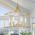 6 Light Gold Geometric Cage Chandelier Candle Style Traditional Dia.22.24 In