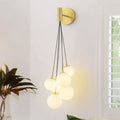 6 Light Hanging Milky Glass Globe Wall Sconce Modern Living Room