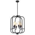 6 Light Industrial Birdcage Chandelier Black Metal Frame Farmhouse Dia.18.31 In