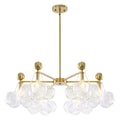 6 Light Modern Gold Chandelier With Twisted Clear Glass Globe Shades Dia.31.5 In