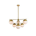 6 Light 36 Inch Pendant With Frosted White Glass