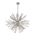 6 Light Sputnik Chandelier In Antique Silver And Clear Glass