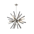 6 Light Sputnik Chandelier In Polished Nickel Finish And Hollow Smoke Glass Rods Polished Nickel