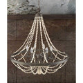 6 Light Wagon Wheel Chandelier With White Beads And Bronze Finish