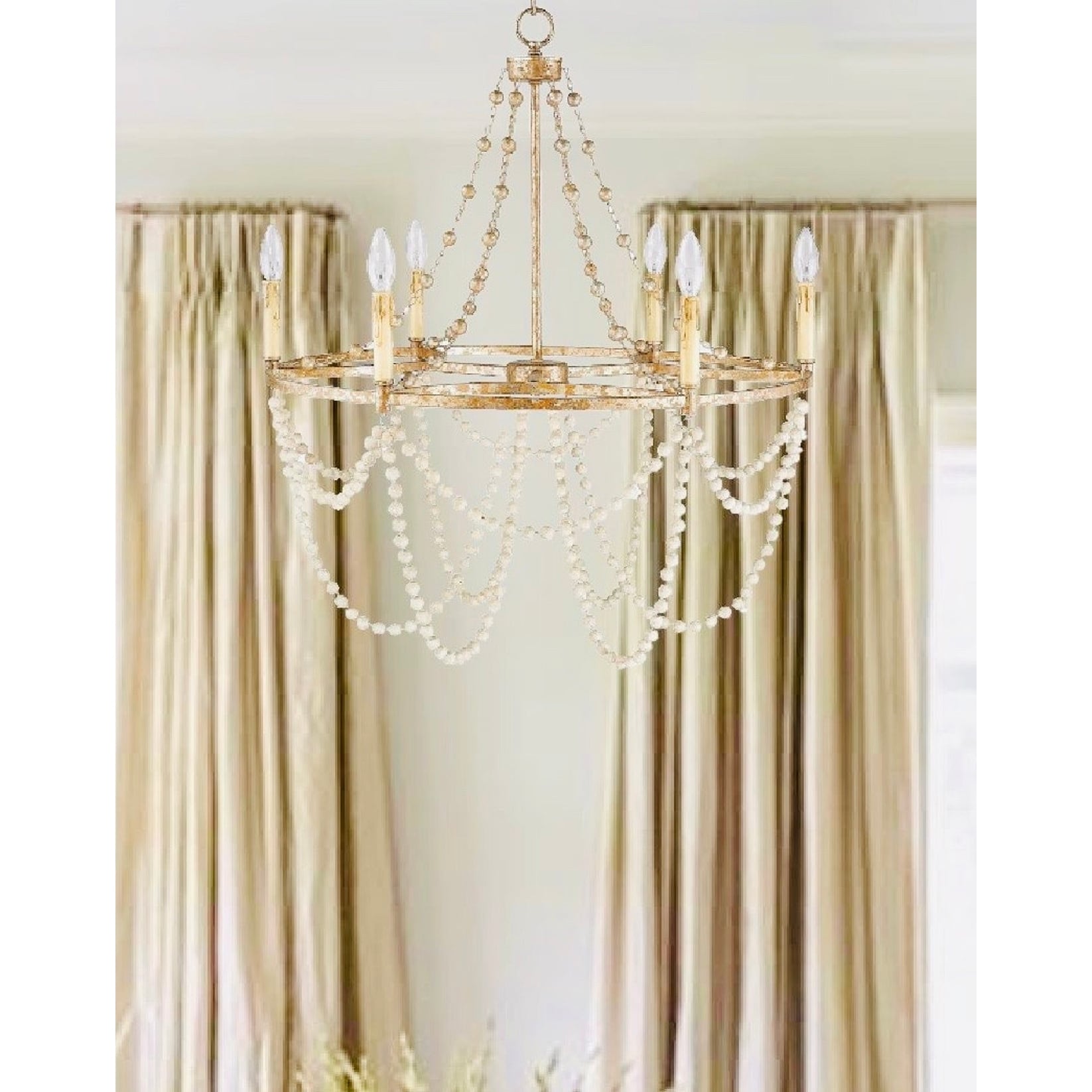 6 Light Wagon Wheel Chandelier In Gold And Silver Leaf