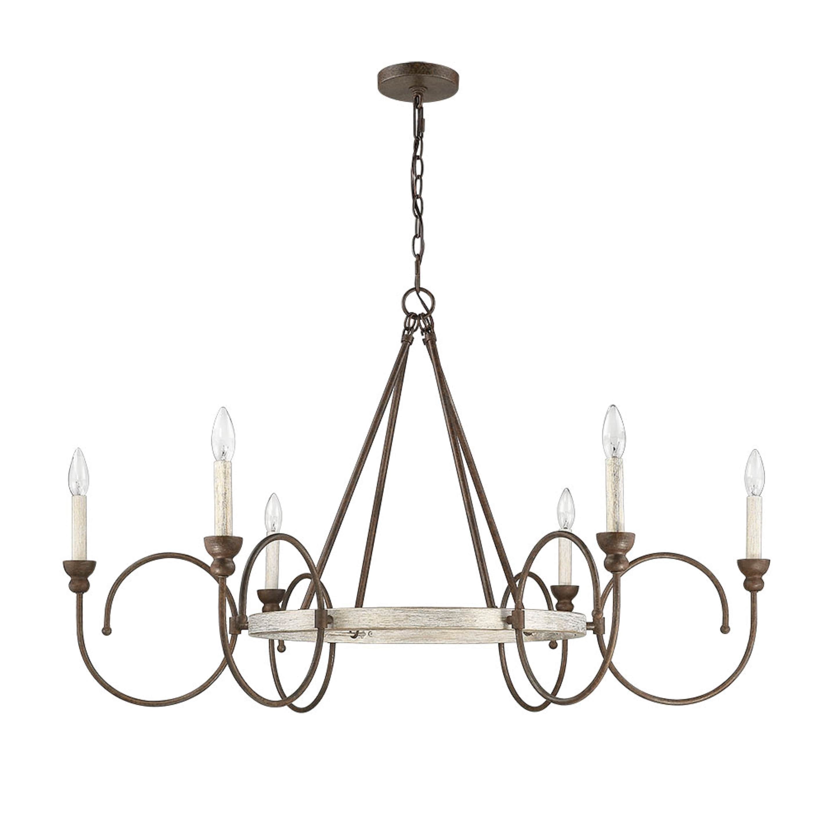 6 Lt. Rustic Iron Wood Chandelier