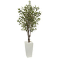 6 Olive Artificial Tree In White Tower Planter