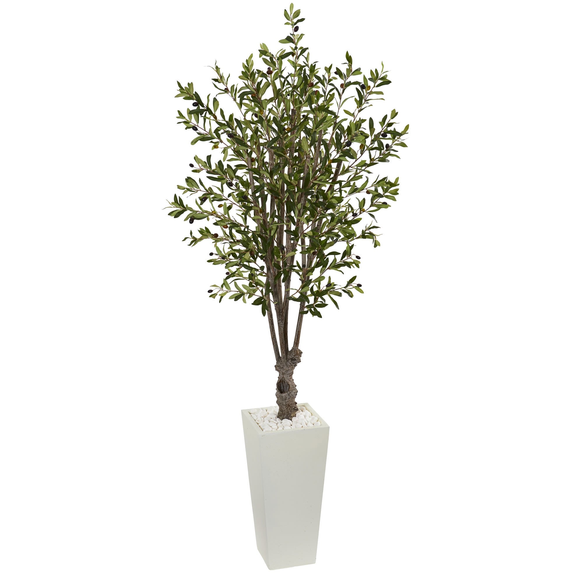 6 Olive Artificial Tree In White Tower Planter