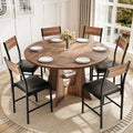 6 Person 47 Round Table Dining Set With Chairs Cross Base Design