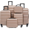 6 Piece Abs Hardshell Luggage Set Lightweight Durable Suitcases With Dual Spinner Wheels Carry On Check In Sizes