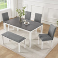6 Piece Dining Set 58.5 Wooden Dining Table With Bench And 4 Chairs