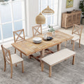 6 Piece Dining Table Set With Two 11 Removable Leaf