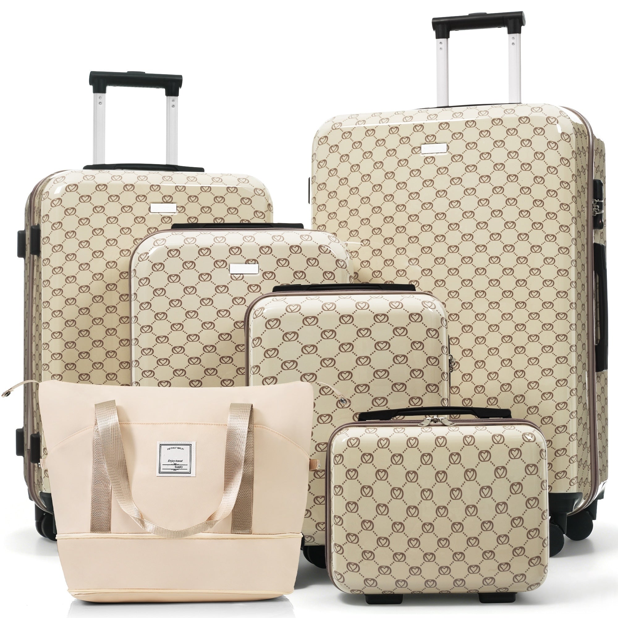 6 Piece Hardside Luggage Set With Tsa Lock Abs Spinner Suitcase Set With Expandable Travel Duffel Bag 360 Smooth Rolling Wheels