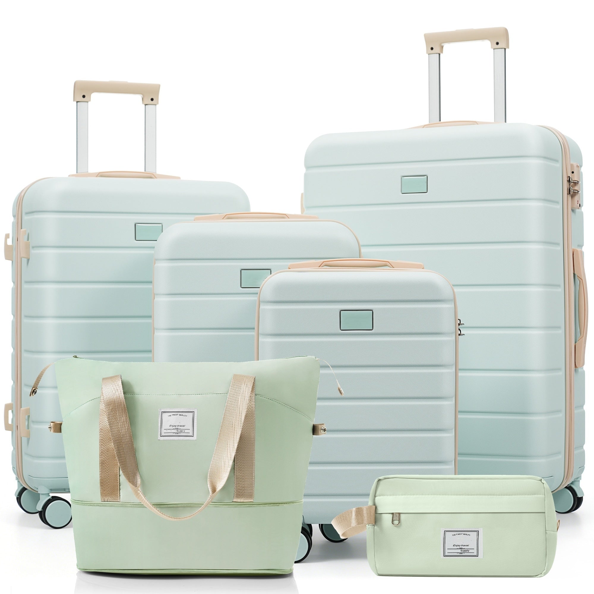 6 Piece Hardside Luggage Set With Tsa Lock Spinner Suitcase Set With Expandable Travel Duffel Bag Waterproof Toiletry Kit