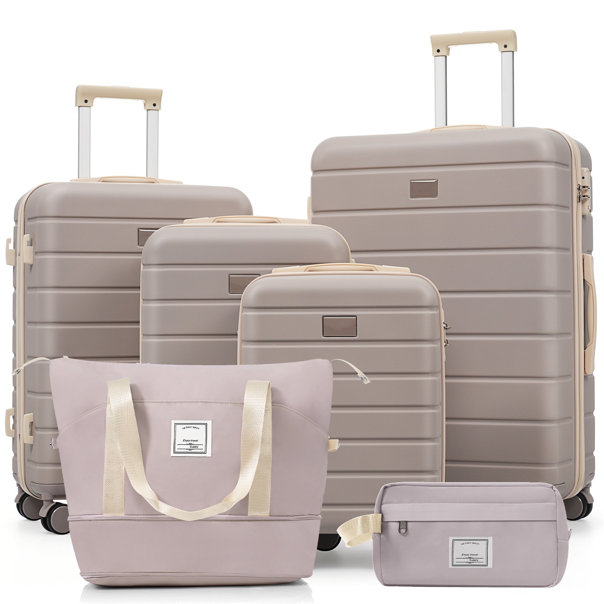 6 Piece Hardside Luggage Set With Tsa Lock Spinner Suitcase Set With Expandable Travel Duffel Bag Waterproof Toiletry Kit