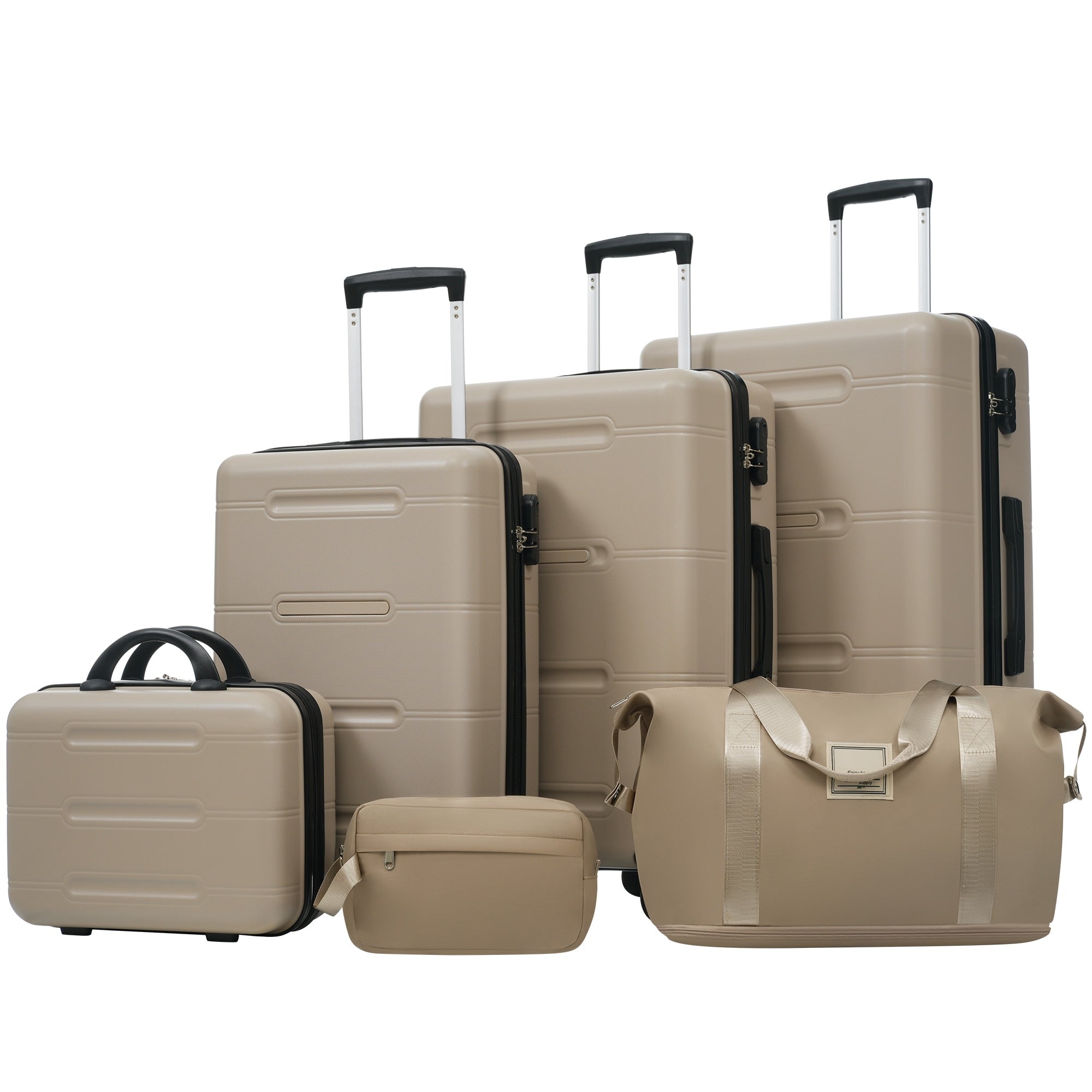 6 Piece Luggage Set With Double Spinner Wheels Handle Password Lock 14 In Cosmetic Case 20 24 28 In Luggages With Bag