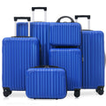 6 Piece Luggage Set Durable Hardshell Abs Suitcase With Spinner Wheels Tsa Lock Side Hooks Lightweight Carry On