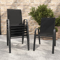 6 Piece Outdoor Dining Chairs Set Wide Ergonomic Seat 350Lbs Capacity Waterproof Rust Resistant Teslin Fabric Metal Frame