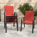 6 Piece Outdoor Dining Chairs Set Wide Ergonomic Seat 350Lbs Capacity Waterproof Rust Resistant Teslin Fabric Metal Frame