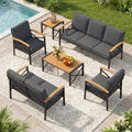 6 Piece Outdoor Patio Conversation Set With Cushioned Chairs All Weather Furniture