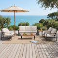 6 Piece Outdoor Patio Conversation Sofa Set With Cushions