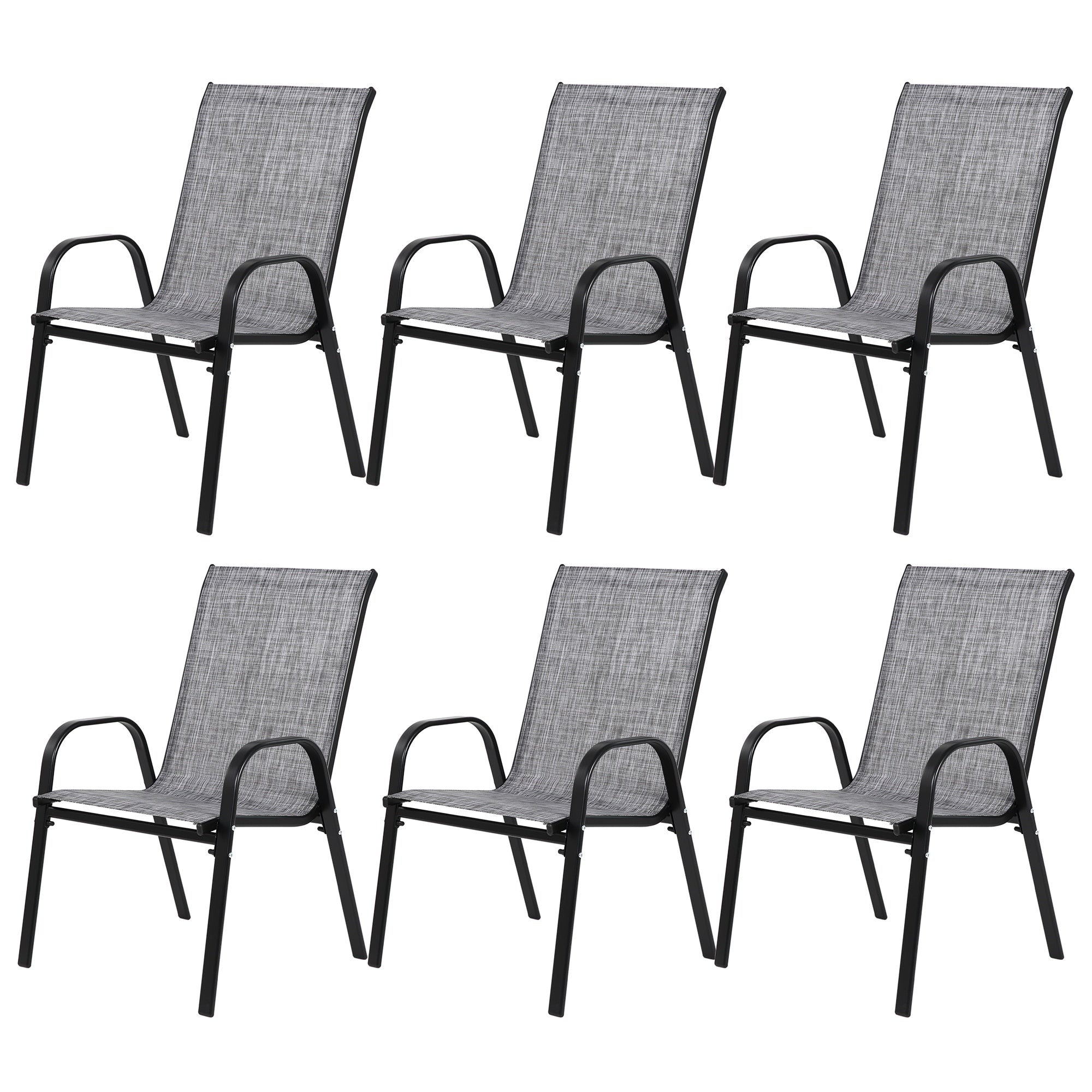 6 Piece Patio Chairs Outdoor Camping Chairs With Breathable Textilene Fabric Set Of 2 Garden Chairs With Armrest High Backrest