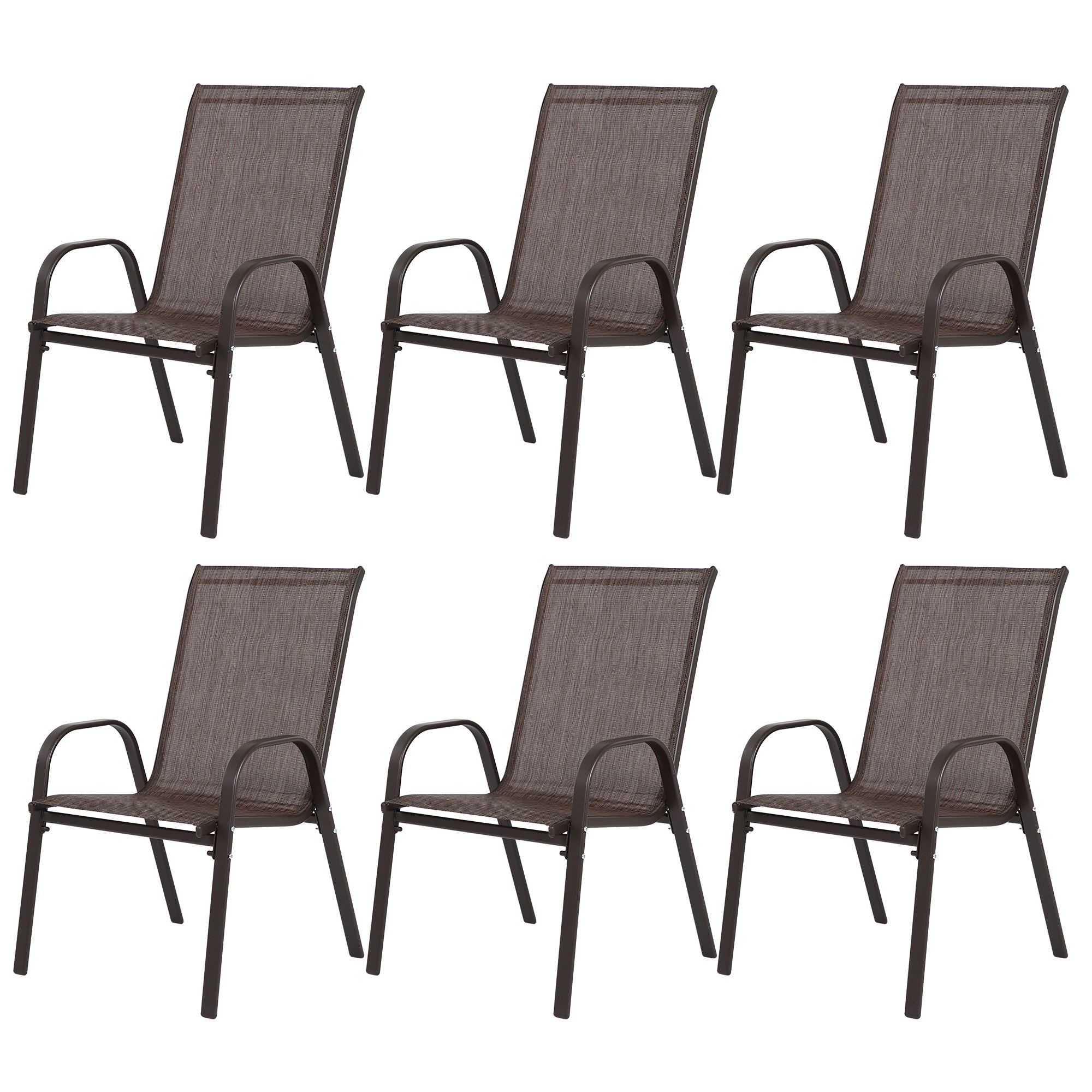 6 Piece Patio Chairs Outdoor Camping Chairs With Breathable Textilene Fabric Set Of 6 Garden Chairsfor Garden Patio