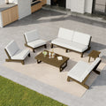 6 Piece Patio Furniture Set Casual Teak Loveseat Conversation Set