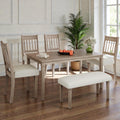 6 Piece Retro Dining Set With Wooden Table 4 Chairs And Bench Space Saving Kitchen Dining Room Furniture