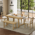 6 Piece Set 59.8 Wood Dining Table With Dual Style Chairs And 1 Bench