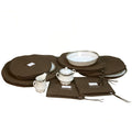 6 Pieces Of Fine China Dinnerware Accessory Storage Set Deluxe Quilted Plush Microfiber Contents Label Window Brown