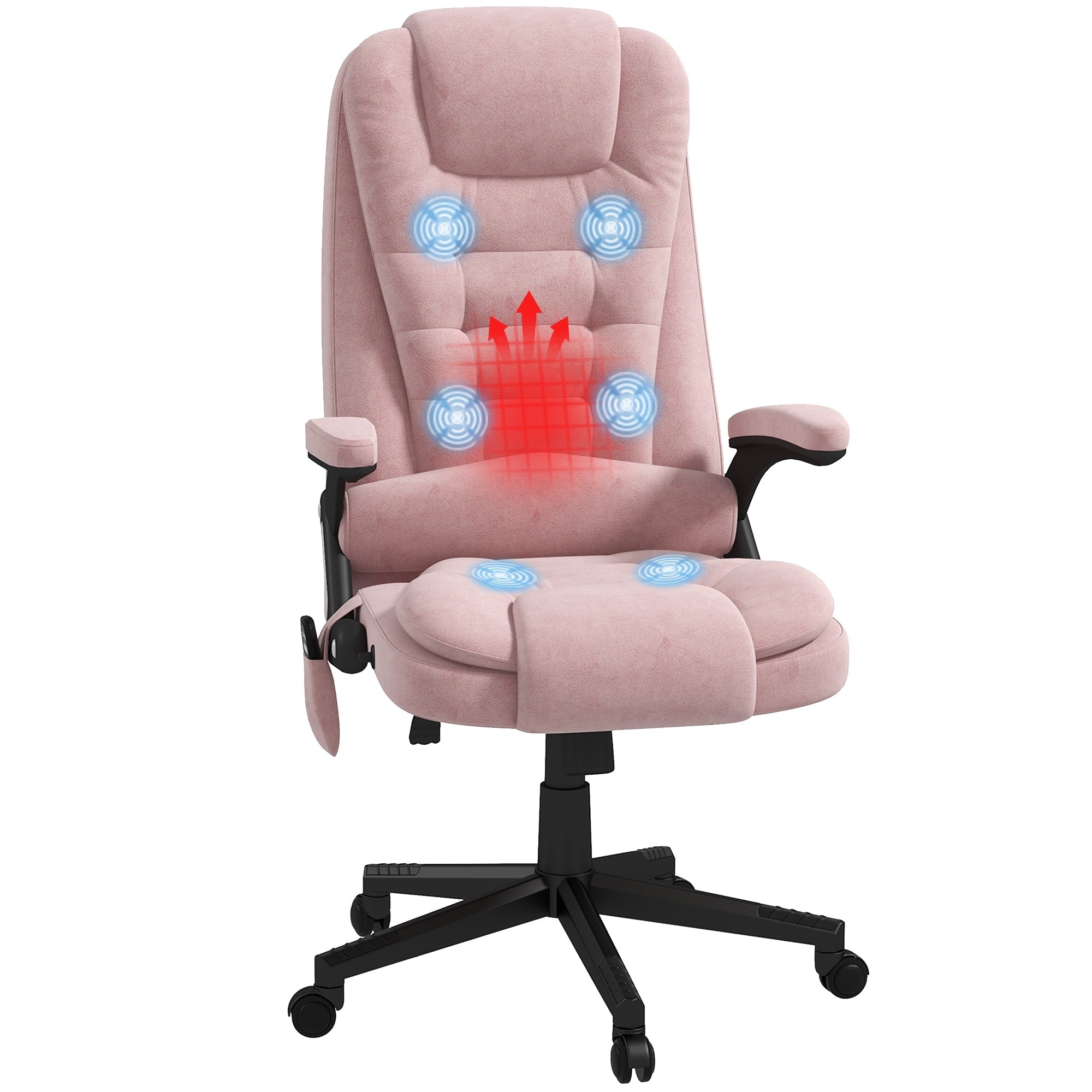 6 Point Vibrating Massage Office Chair With Heat High Back Executive Office Chair With Reclining Backrest Padded Armrests
