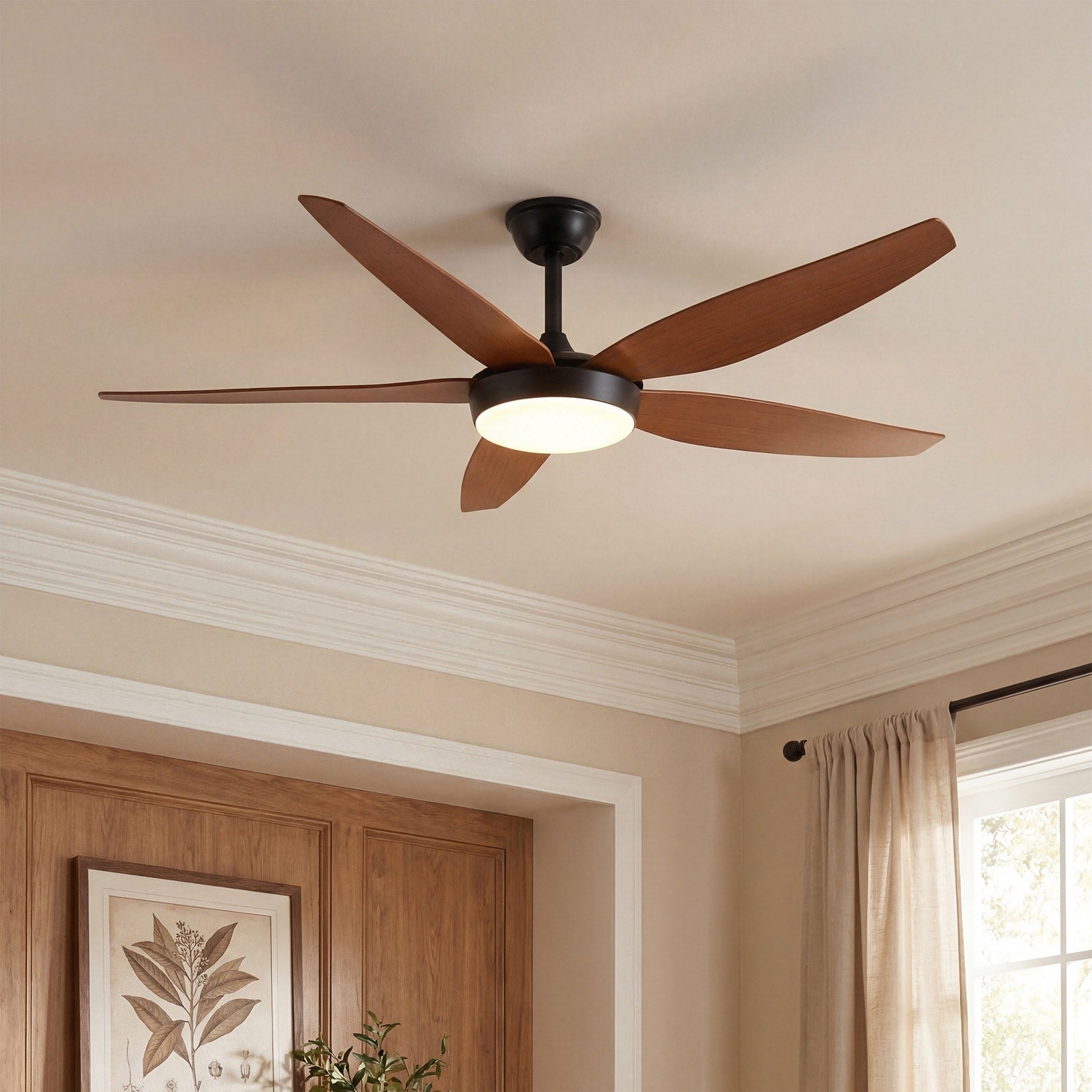 6 Speed Low Profile Ceiling Fan With Led Light 3Cct Dimmable