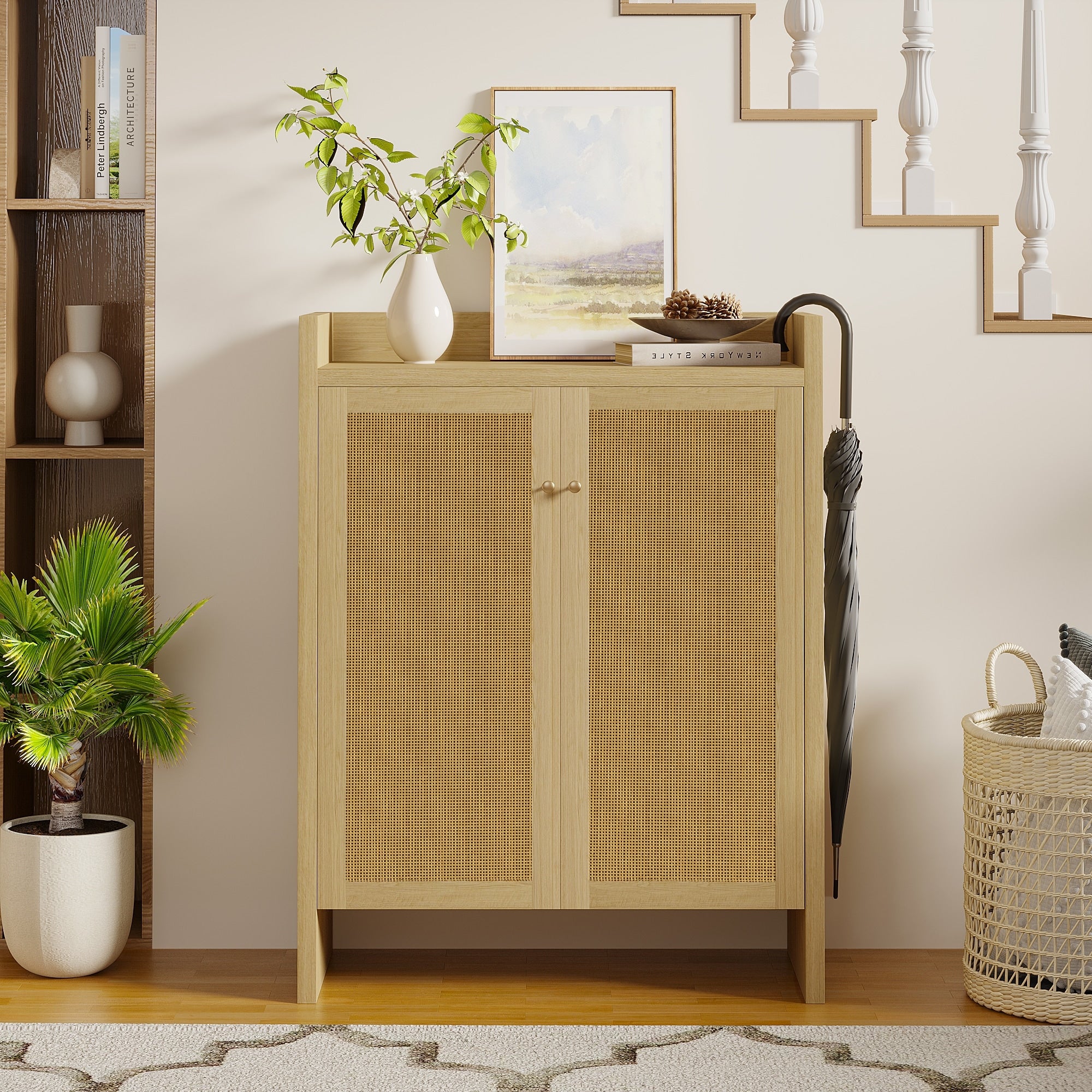 6 Tier Shoe Cabinet Storage Cabinet With Adjustable Shelves Freestanding Shoe Organizer Entryway Cabinet