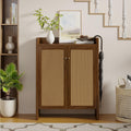 6 Tier Shoe Cabinet Storage Cabinet With Adjustable Shelves Walnut Freestanding Shoe Organizer Entryway Cabinet