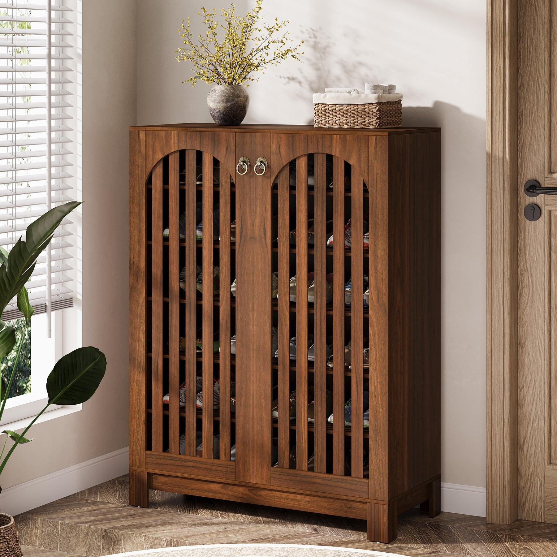 6 Tier Shoe Cabinet With Louver Doors