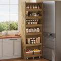 6 Tier Slim Storage Cart With Wheels Brown 11.81 D X 23.62 W X 72.83 H
