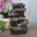 Sunnydaze 6 Tier Stone Falls Tabletop Indoor Water Fountain With Led 15 Inch