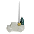 6 White Ceramic Truck With Christmas Tree Taper Candlestick Holder N A