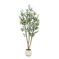 6 Ft Artificial Olive Tree In White Decorative Planter
