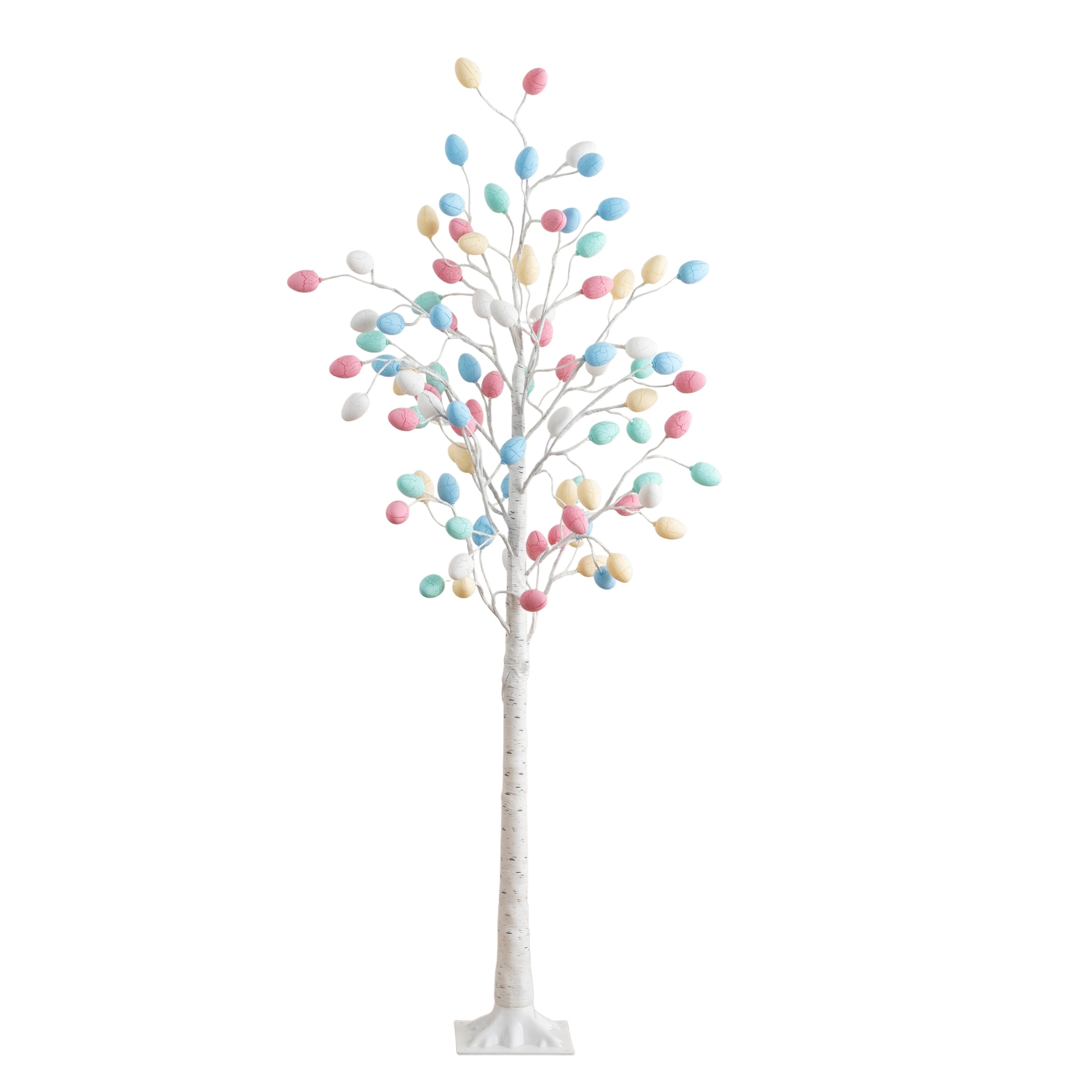 6 Ft Pre Lit Artificial Easter Twig Tree With 96 Egg Shaped Led