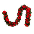 6 Ft Uv Resistant Poinsettia Berries Garland Indoor Outdoor